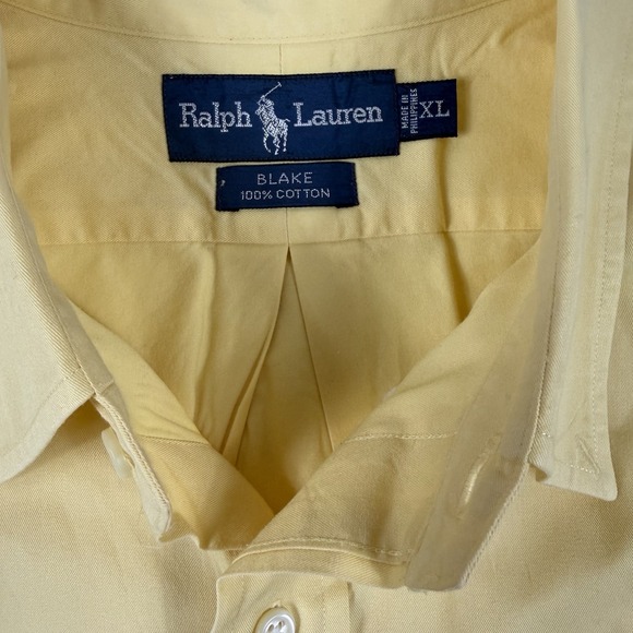 Ralph Lauren Polo Mens XL Blake Yellow Short Sleeve Dress Shirt 100% Cotton - Picture 3 of 3
